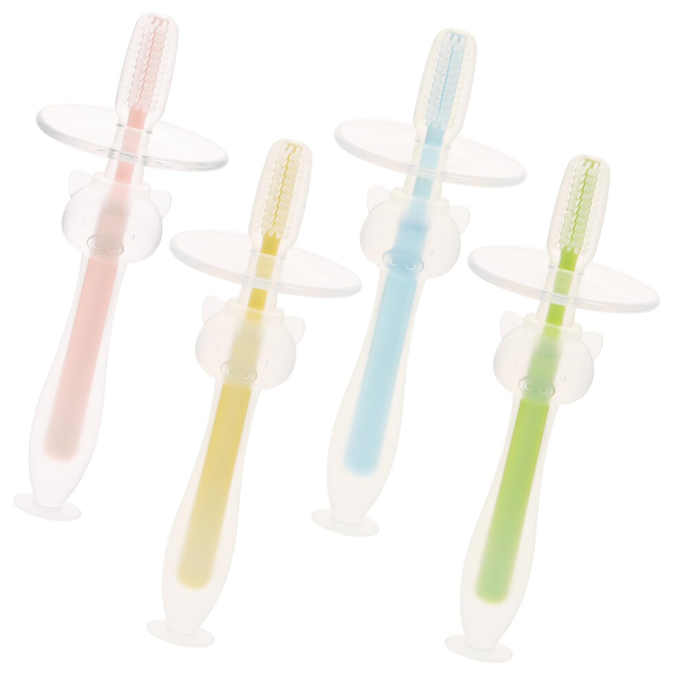Baby Silicone Toothbrush Set with Soft Bristles and Suction Base for Newborn Gum and Tongue Care