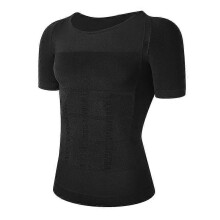 (As show, XXL) Compression Slimming T-shirt Men Body Shaper Waist Trainer Fitness Vest Fat Burn Chest Slim Shirt weight loss shapewear