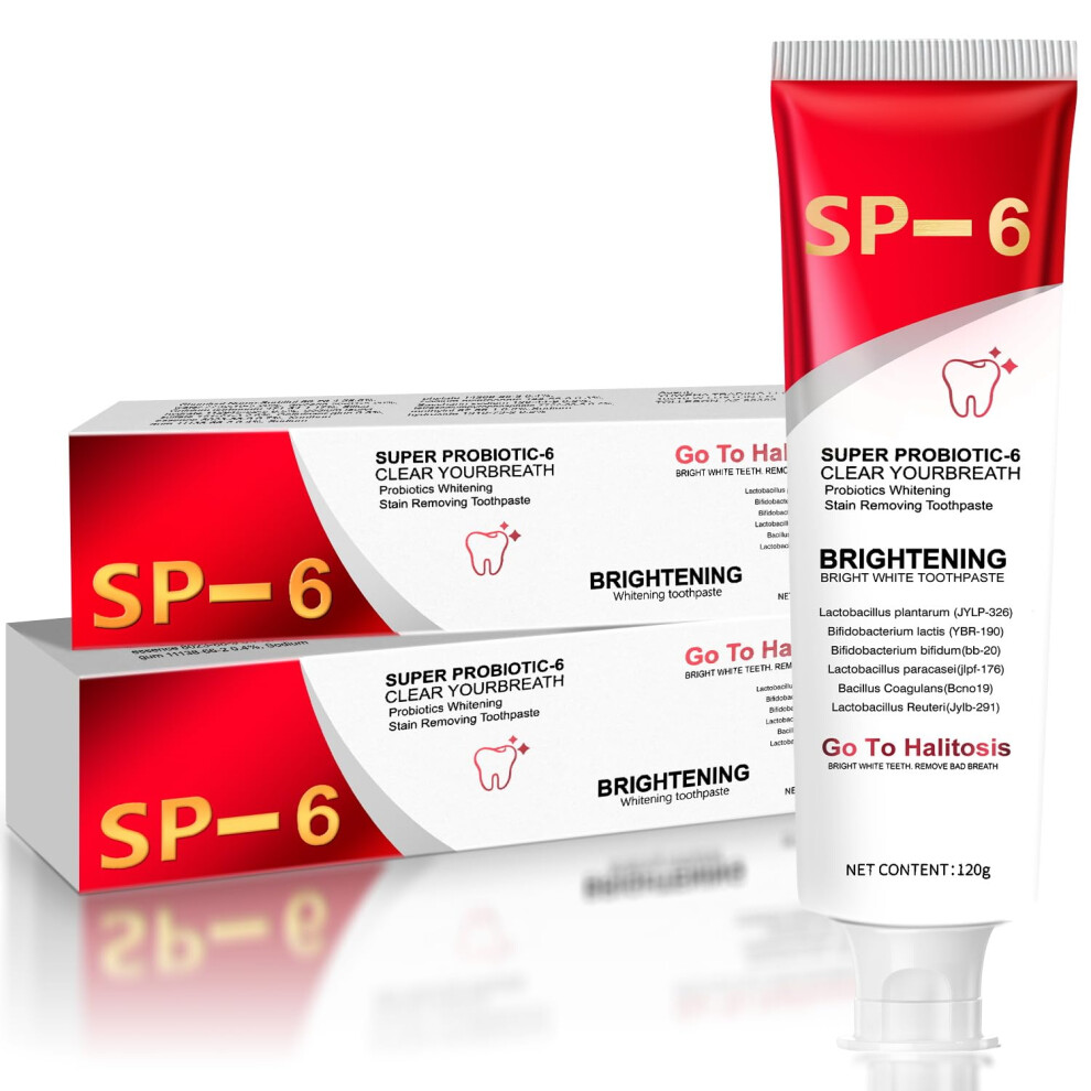 Whitening Toothpaste with Probiotics for Sensitive Teeth, Gentle Stain Removal, Mint, Pack of 2