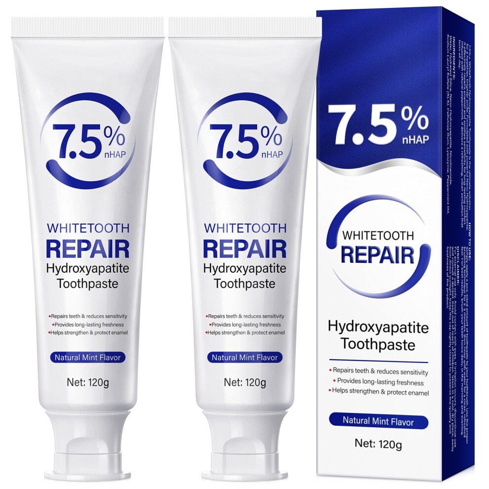 Hydroxyapatite Toothpaste 7.5% 2pcs Nano Hydroxyapatite for Enamel Remineralization and Sensitivity Relief