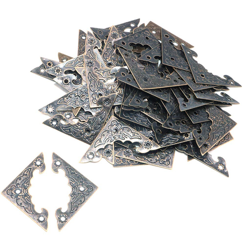50Pcs Antique Style Corner Protectors 25Mm Alloy Wooden Box Furniture Table Guards Desk Edge Decorative Triangle (Bronze) Bronze Namvo