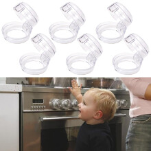 Stove Knob Covers Security Lock, 6 PCS Stove Safety Covers Child Switch Cover, Child Lock Stove Transparent Cover, Removable Button Oil-Proof Cover,