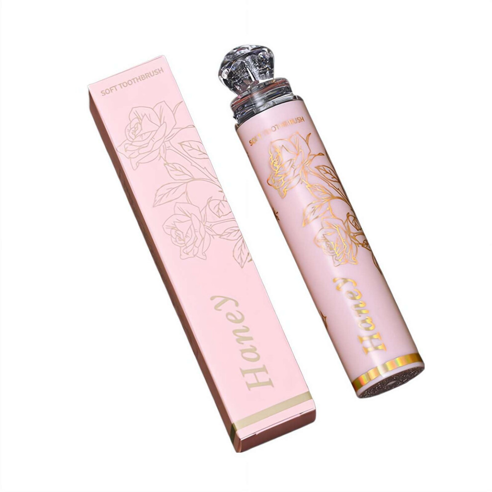Pink Travel Toothbrush With Soft Sensitive Bristles, Compact Detachable Design For Trips And Camping