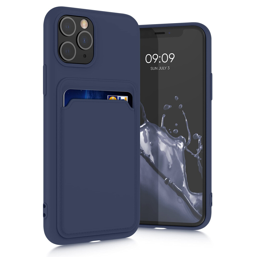 Kwmobile Case Compatible With Apple Iphone 11 Pro Case - Tpu Phone Cover With Credit Card Holder - Dark Blue 4063004346051