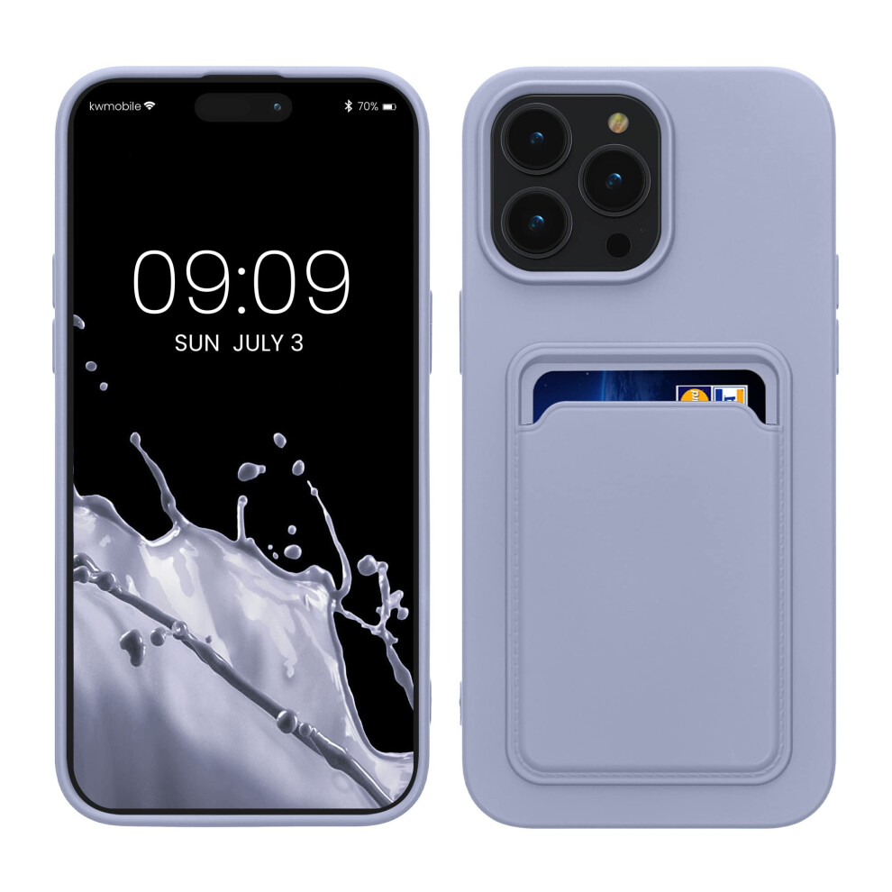 Kwmobile Case Compatible With Apple Iphone 14 Pro Max Case - Tpu Phone Cover With Credit Card Holder - Lavender Purple 4067668015025