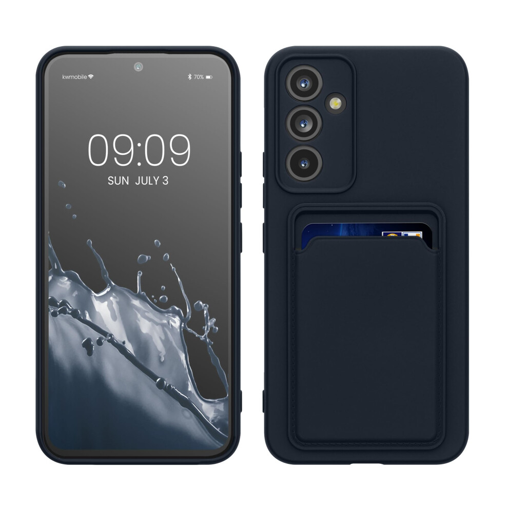 Kwmobile Case Compatible With Samsung Galaxy A54 5G Case - Tpu Phone Cover With Credit Card Holder - Dark Blue 4067668061527