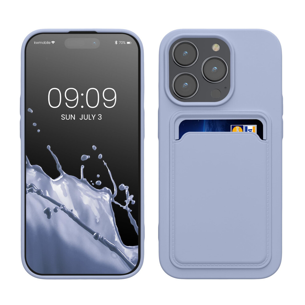 Kwmobile Case Compatible With Apple Iphone 14 Pro Case - Tpu Phone Cover With Credit Card Holder - Lavender Purple 4067668040614