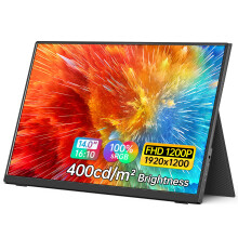 MNN Portable Monitor 14 inch FHD 1920 * 1200P USB C HDMI Ultra-Slim IPS Travel Display w/Smart Cover & Speakers, HDR Plug&Play, External Monitor for