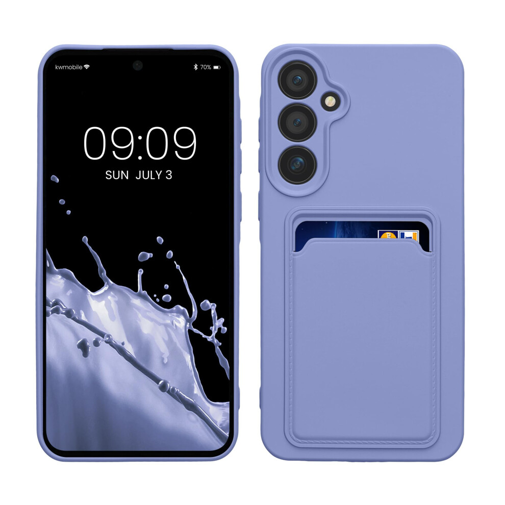 Kwmobile Case Compatible With Samsung Galaxy A55 5G Case - Tpu Phone Cover With Credit Card Holder - Lavender Purple 4067668122006