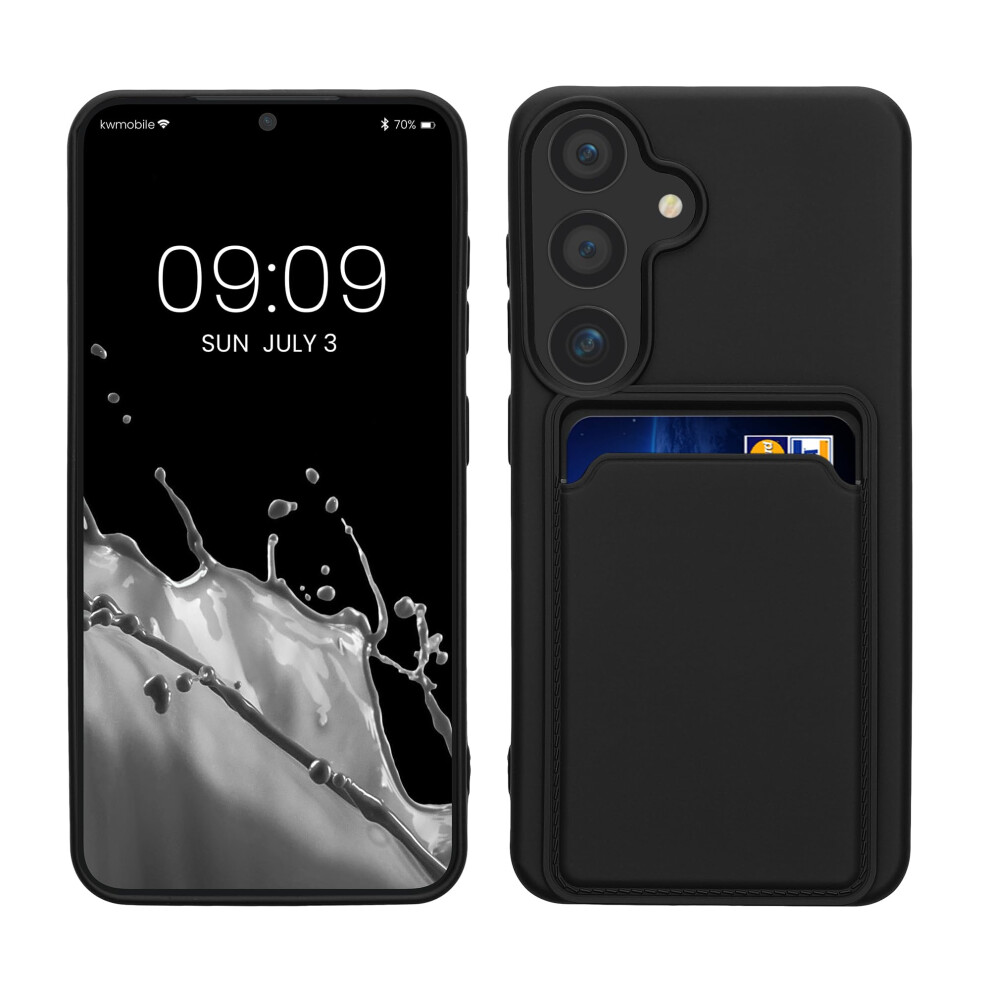 Kwmobile Case Compatible With Samsung Galaxy S24 Case - Tpu Phone Cover With Credit Card Holder - Black 4067668122051