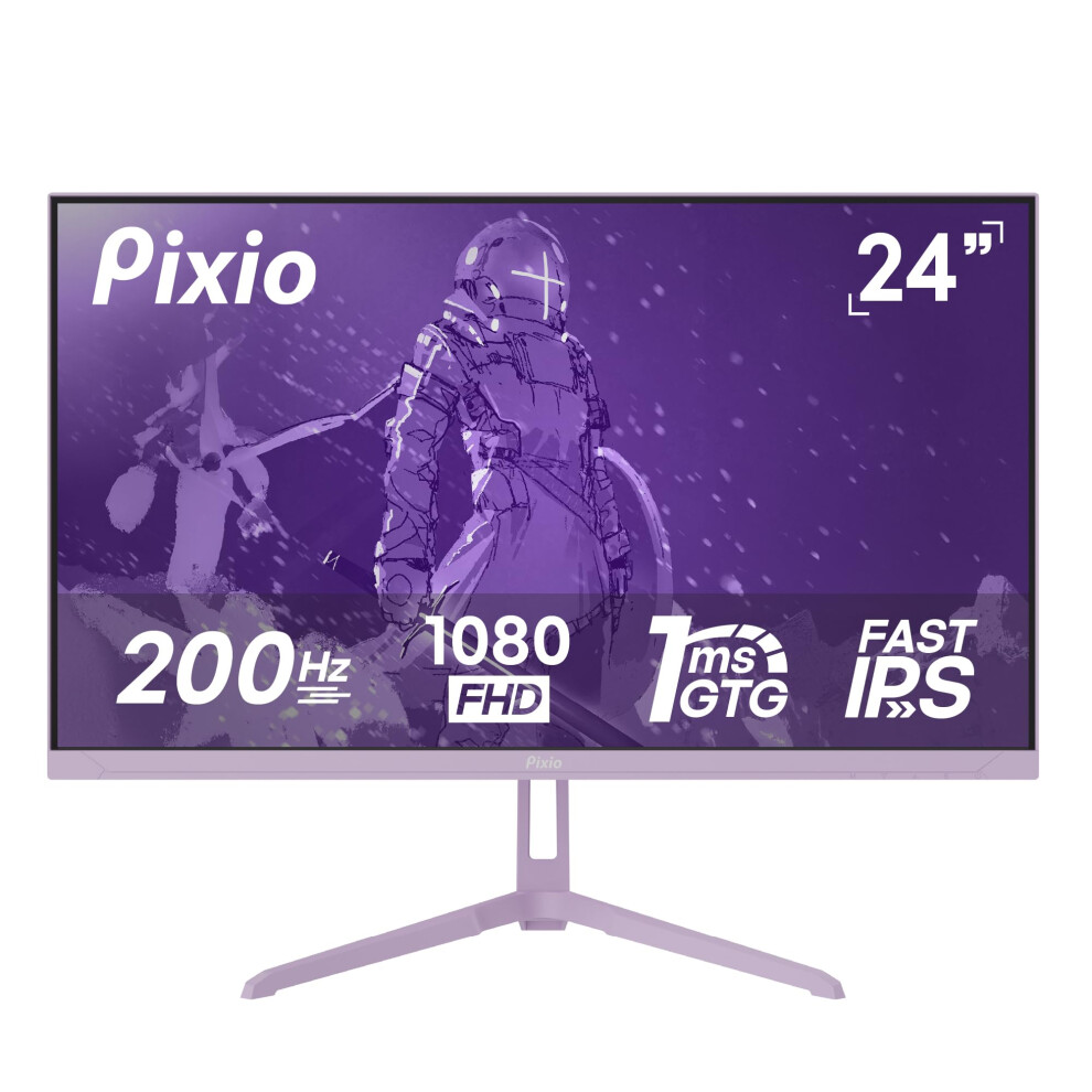 Pixio Px248 Wave 24 Inch 200Hz Refresh Rate Fhd 1080P Resolution Fast Ips Panel 1Ms Gtg Response Time Built-In Speakers Gaming Monitor With Purple 810166730310