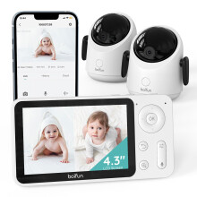 BOIFUN WiFi Baby Monitor With Two Cameras, App & 4.3" Split-Screen Control, 360? Camera, 1080P, Motion&Cry Detection, Auto Tracking, PTZ, Humidity &