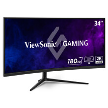ViewSonic VX3418C-2K UWQHD Gaming Monitor 34 inch Curved, VA Panel, 180Hz, 1ms, 2560p x 1440p, 1500R, HDR10, FreeSync Premium, Frameless, HDMI,