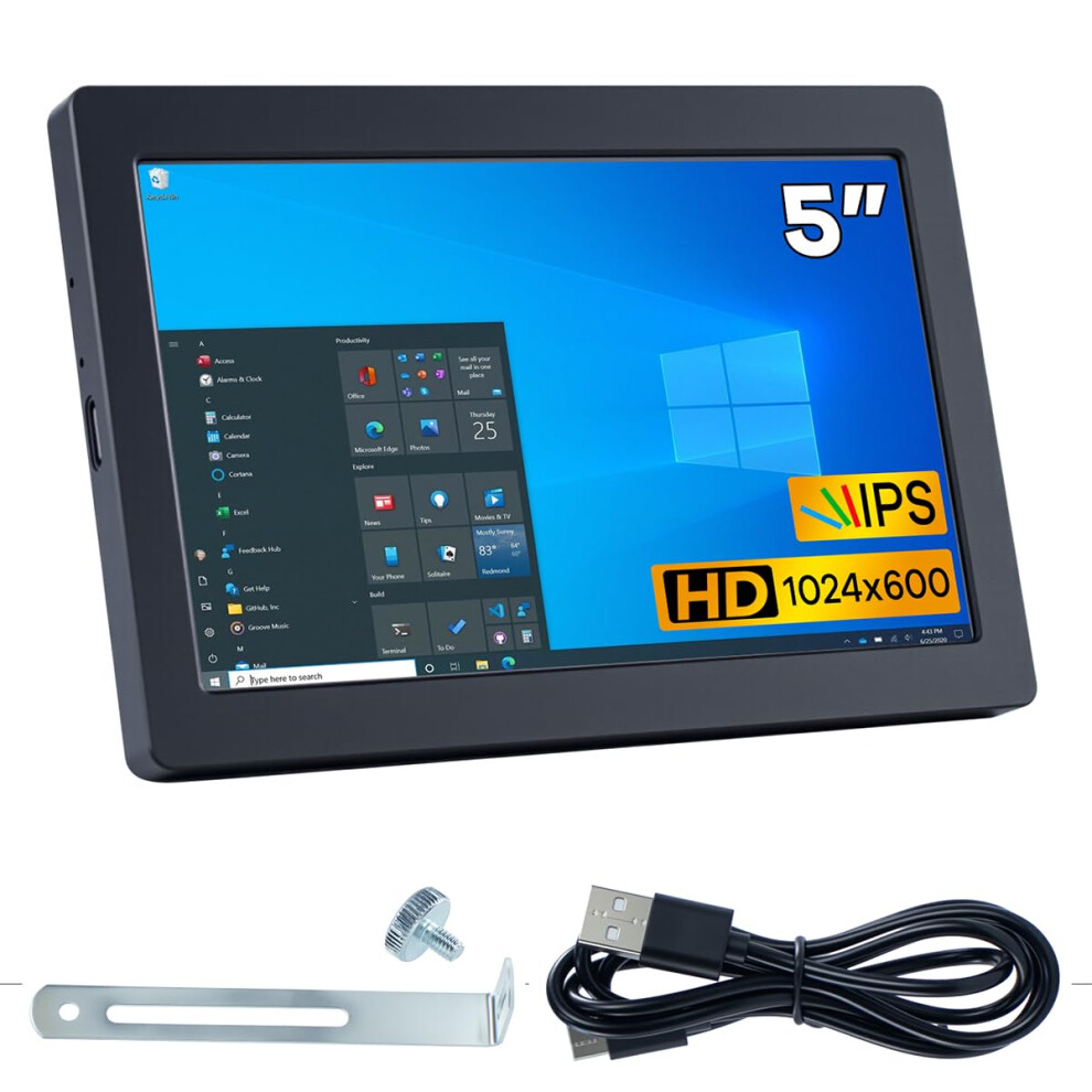 Hosyond 5 Inches Usb Mini Monitor 1024X600 Ips Screen For Aida64 Type C Sub Screen Secondary Display For Pc Computer Case Diy & Monitoring 768572762909