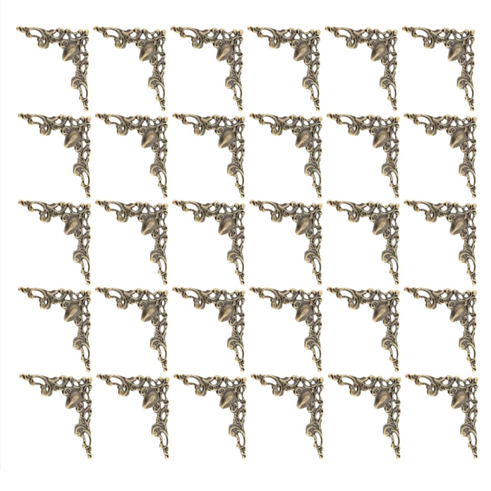 30 Pcs Antique Edge Corner Decorative Protectors, Scrapbooking Albums Embellishment Photo Frame Jewelry Box Decorative Corner (Antique ) Bronze Dwang