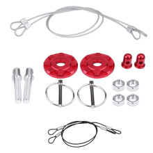 Universal Aluminum Hood Pin Lock Kit, 2PCS Red CNC Racing Bonnet Pins, NoDrill Secure Fit