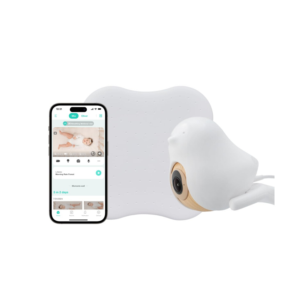 Cuboai Sleep Safety Bundle For Proactive Safety Alerts & Breathing Motion Detection: 2.5K Qhd Night Vision Wifi Baby Monitor Camera, 2-Way Audio, Cüboai