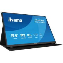 iiyama P1671HSC-B1 15.6 inch Portable Monitor, IPS LCD Mini-HDMI/ 2x USB-C (Video and Power), 2 x 1W Speakers, Leather Cover and Book Stand.