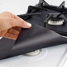 Brussels08 4Pcs Removable Stove Burner Covers Easy Clean Foil Gas Hob Protector Liner Pad Stove Protection Mat Stovetop Covers Black