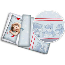 BABY 4PC BEDDING SET WITH PILLOW AND DUVET NURSERY 120X90CM Cuddle Bear Grey