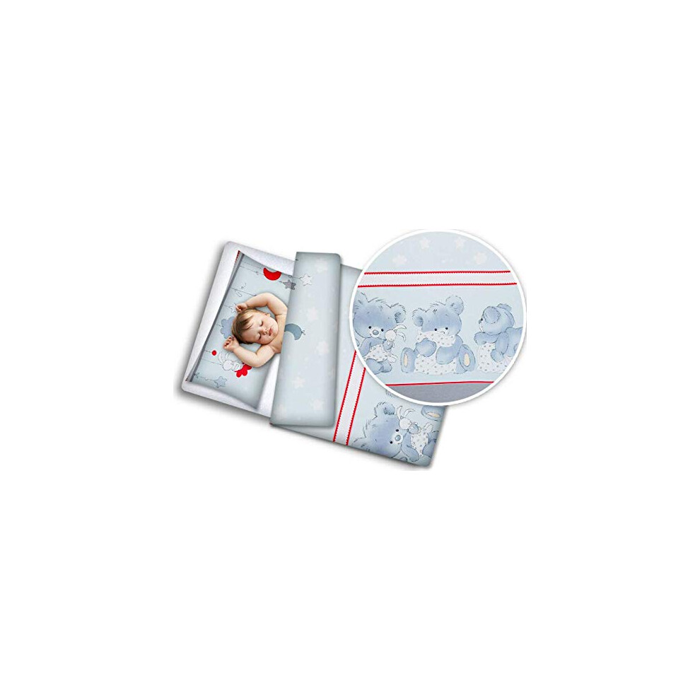Baby Mam Baby 4Pc Bedding Set With Pillow And Duvet Nursery 120X90cm Cuddle Bear Grey
