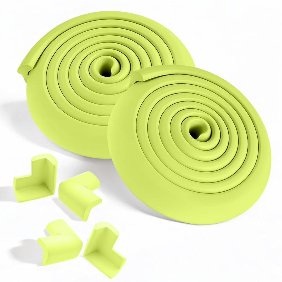 4M Foam Strip & 8 Corner Guards For Baby & Kids Safety - Edge Protection With Adhesive Tape, 2X 2M Strips, Easy Install, Uk Shipping (Green) Green Extremegrippro