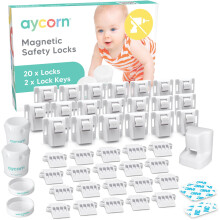 AYCORN? Magnetic Safety Cupboard Locks for Children [20 Locks & 2 Keys] Child & Baby Safety Proofing for Kitchen, Cabinets and Drawers, 30 Second