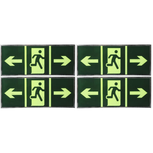 4Pièces Autocollants Sortie Evacuation Vert 1