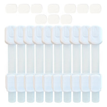 Inabias Cupboard Locks for Children ? 10 Pack Adjustable Baby Safety Cabinet & Drawer Locks, No Drilling Adhesive Child Proof Locks for Kitchen,