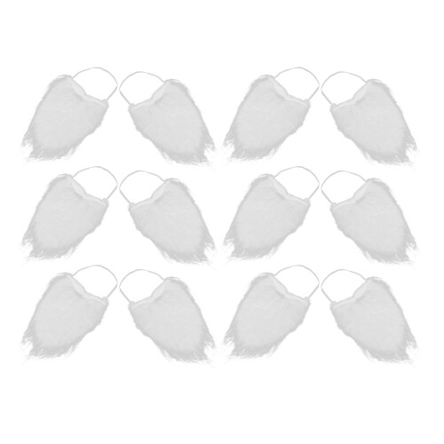 24Pièces Fausses Barbes Blanches Polyester Pour Fête Costume