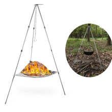 Camping Tripod Grill with Adjustable Height and Collapsible Fire Pit for Outdoor Cooking