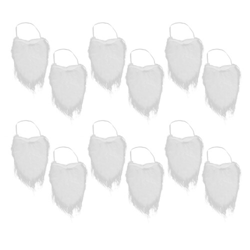 24Pièces Fausses Barbes Blanches Polyester Pour Fête Costume 1
