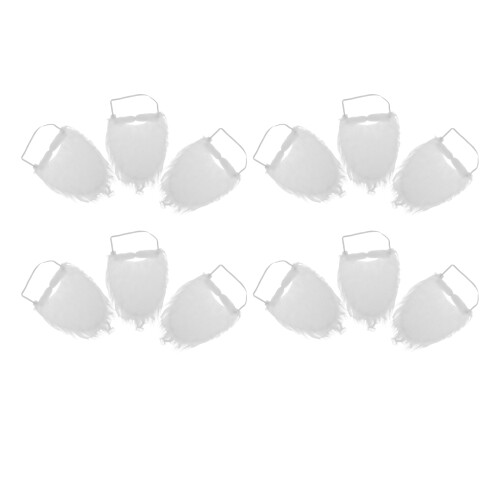 24Pièces Fausses Barbes Blanches Polyester Pour Fête Costume 2
