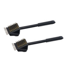 2pcs 3 in 1 BBQ Grill Brush with Scraper, Heavy Duty Grill Cleaning Brush for Outdoor Grilling
