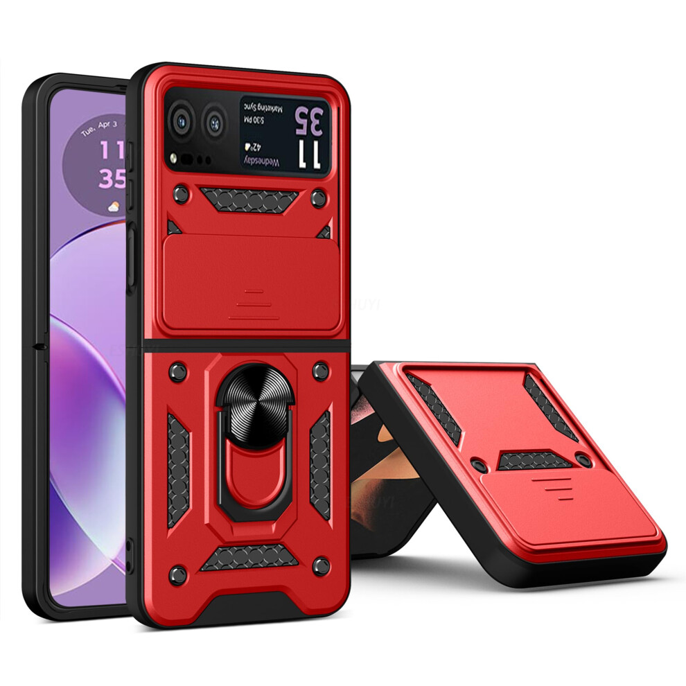 Esth? Case For Motorola Razr 40 With Slide Camera Cover, Military Grade Shockproof Protective Cover With Rotatable Metal Ring Kickstand [Support 6986638614236