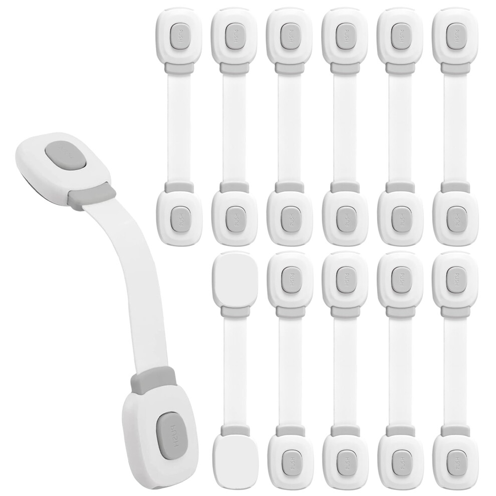 Premium Baby Cabinet Lock, Pack Of 12 Child Safety For Cupboard, Drawers, Refrigerator, Toilet Seat With Strong Adhesive, No Drilling Required Billybath