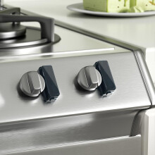 SAFELON 8 Pcs Baby Safety Stove Gas Knob Lock, Kitchen Safety Stove Gas Knob Covers for Babies & Toddlers, Childproof Gas Oven Locks (Clear-Black)