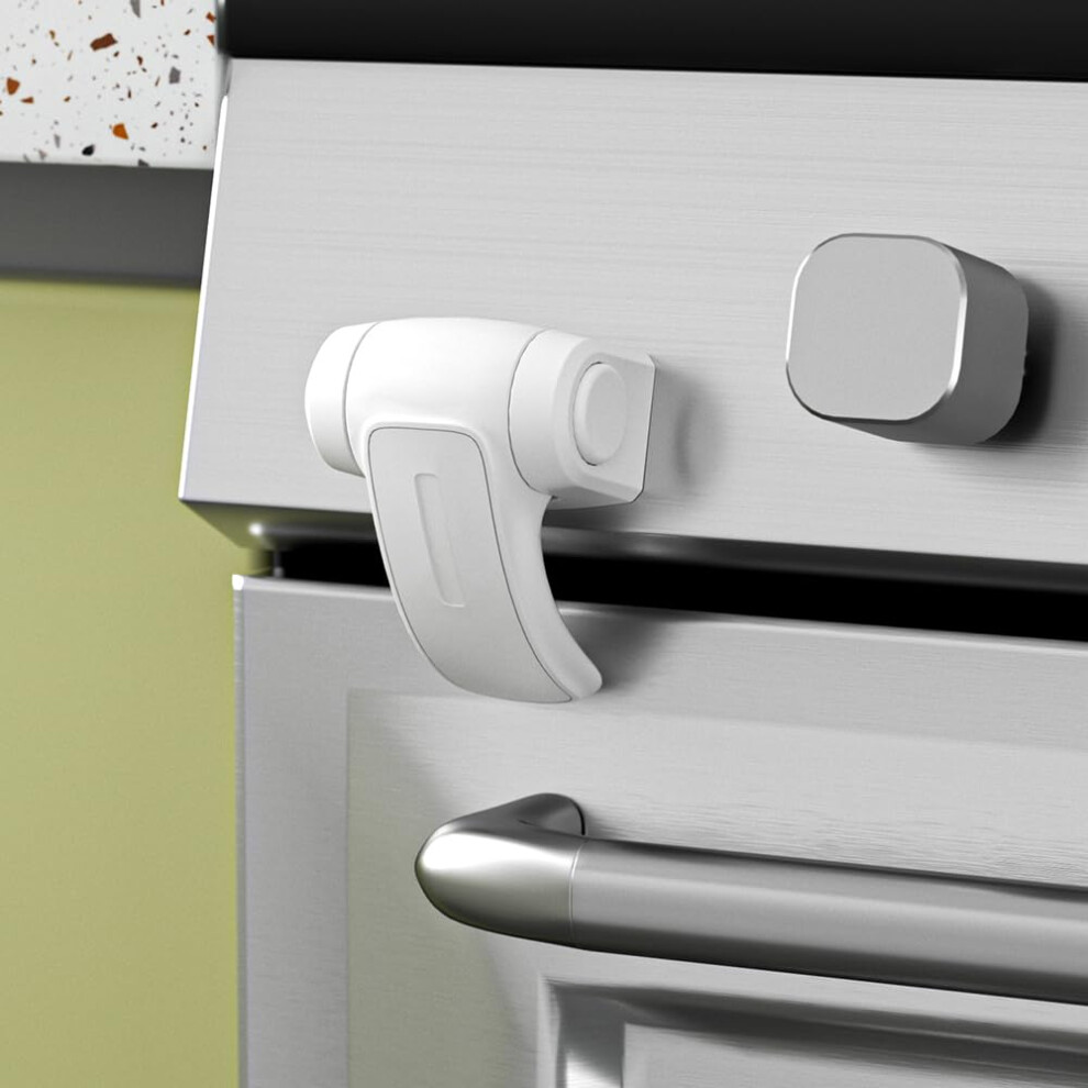 Baby Safety Oven Door Lock, Kitchen Safety Locks For Babies, Childproof Oven Locks For Kids, Heat-Resistant, No Screws & Drilling (, 1 White Safelon