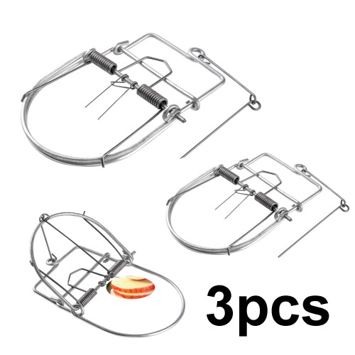 3 Pack Small Animal Trap with Safety Lock, Spring Loaded Mouse Cage for Mice, Squirrels, Groundhogs 1