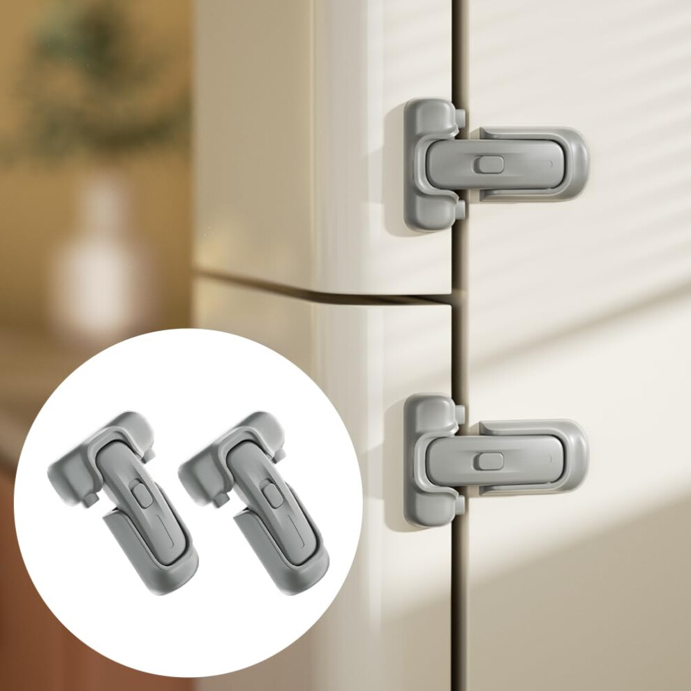 Baby Safety Refrigerator Lock, Child Proof Fridge Door Lock, Protect Refrigerators With Damaged Sealing Strips, No Tools Required (, 2 Grey Safelon