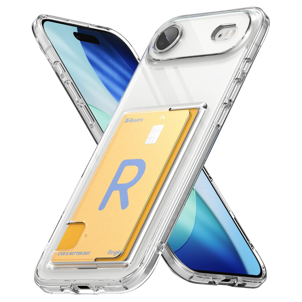 Ringke Fusion Card For Iphone Air Wallet Case [Built-In Card Slot] [Full Coverage Camera Protection] Slim Transparent Shockproof Bumper Cover With 8800293858522