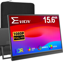 EVICIV Portable Monitor 15.6" 1080P, FHD Travel Monitor for Laptop, HDR Portable Screen w/VESA & Kickstand/Case, USB-C Mini HDMI External Screen for