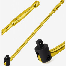 Autojack 750mm 1/2" Square Drive Breaker Bar with Flexi Knuckle Heavy-Duty Chrome Vanadium Steel GOLD