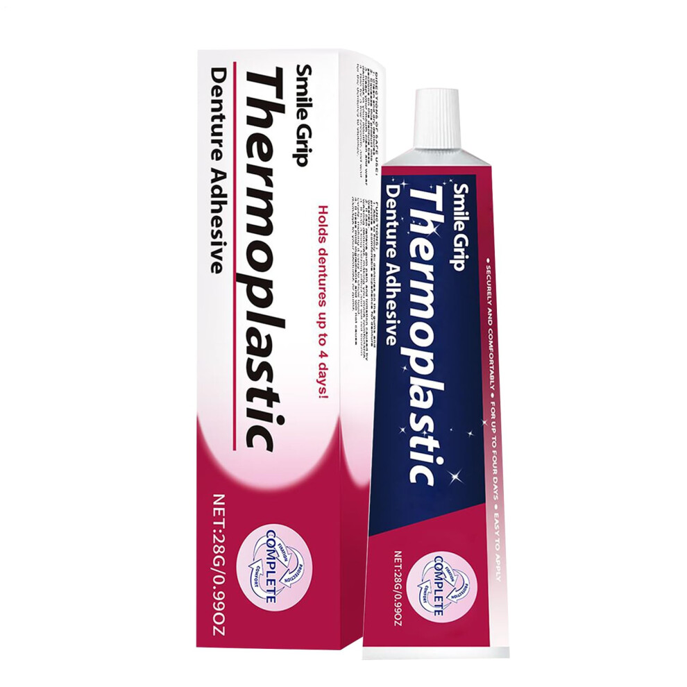 Denture Adhesive Gel 28g with LongLasting Soft Denture Liner for Secure Grip on Full and Partial Dentures