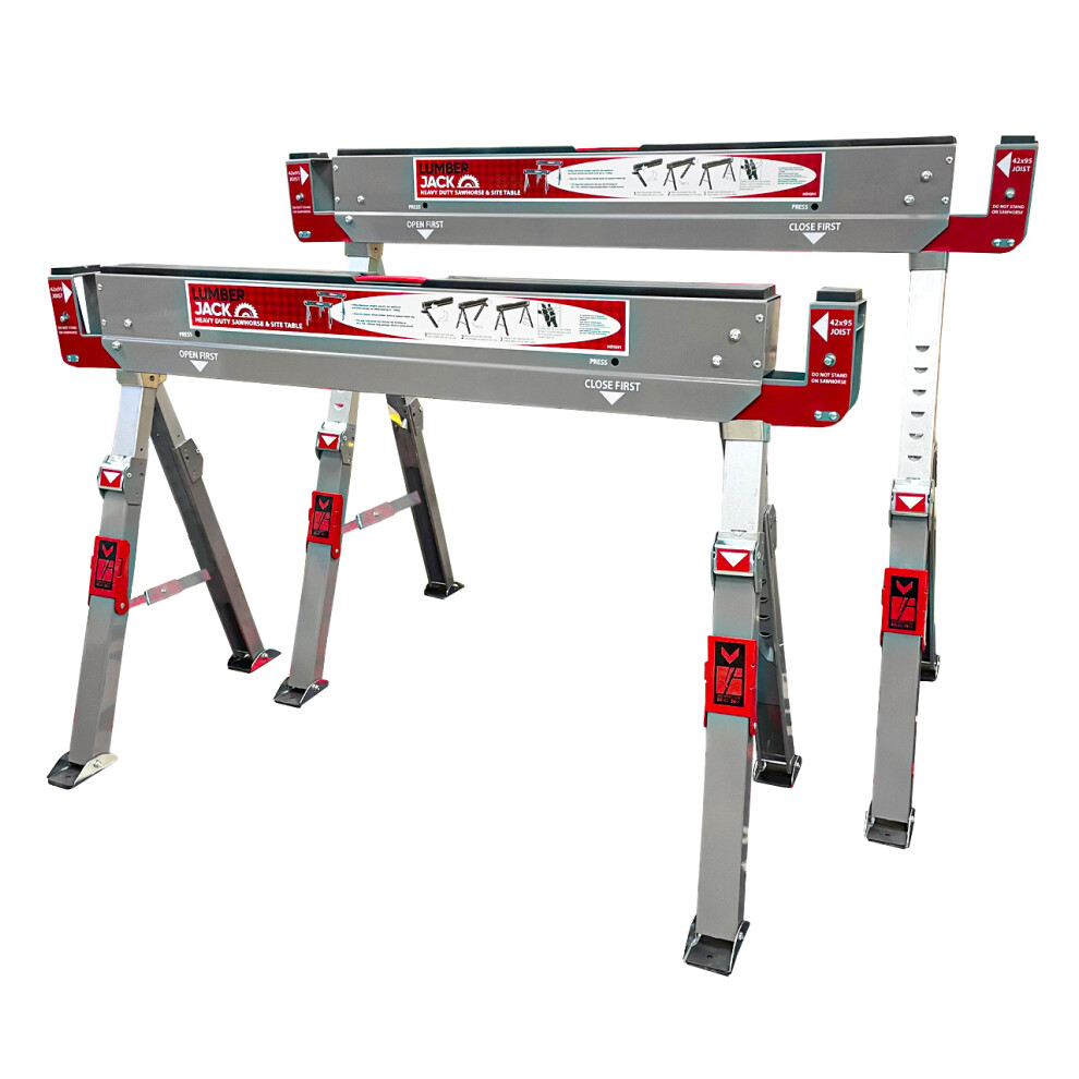 Folding Saw Horse Work Trestles Non Slip Adjustable Stand Heavy Duty Twin Pack - Image 3