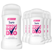 Sure Wild Rose Whole Body 48H Odour Control Deodorant Stick 50ml, 6 pack