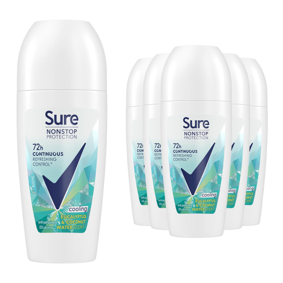 Sure Women Nonstop Protection Eucalyptus & Coconut Antiperspirant Deo 50Ml, 6 Pk
