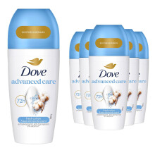 Dove Advanced Care Roll On Anti-Perspirant Fresh Cotton & Sea Minerals 50ml, 6Pk