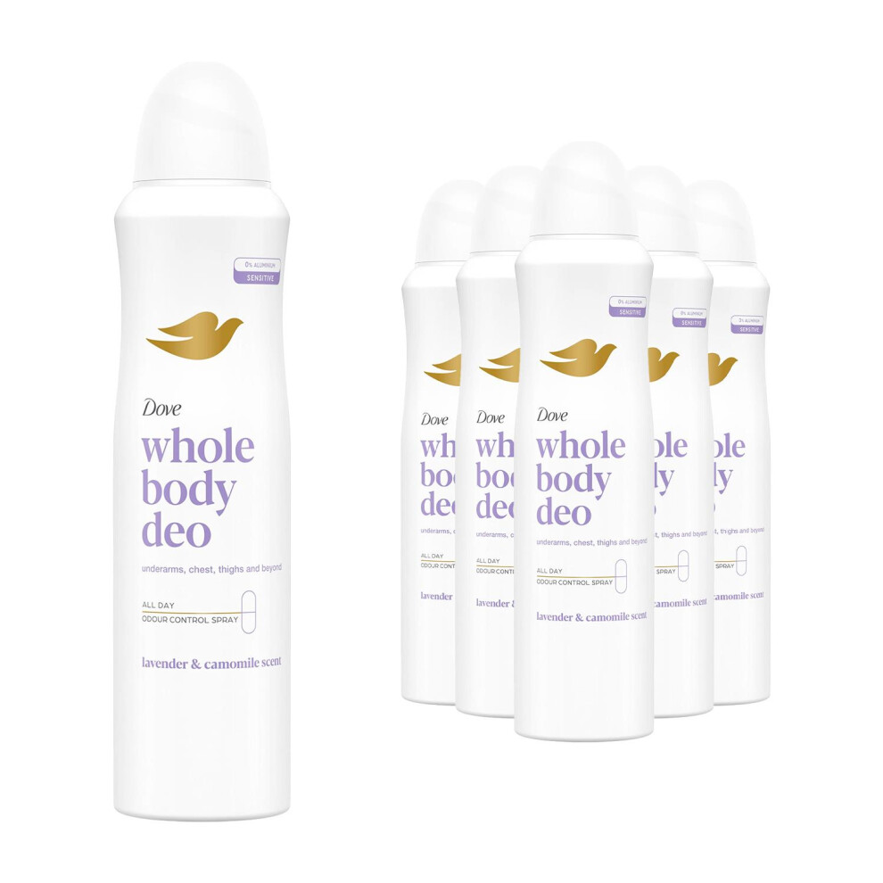 Dove ( & Camomile) Whole Body Camomile Or Raspberry & Rose Deodorant Spray 150Ml, 6Pk Lavender