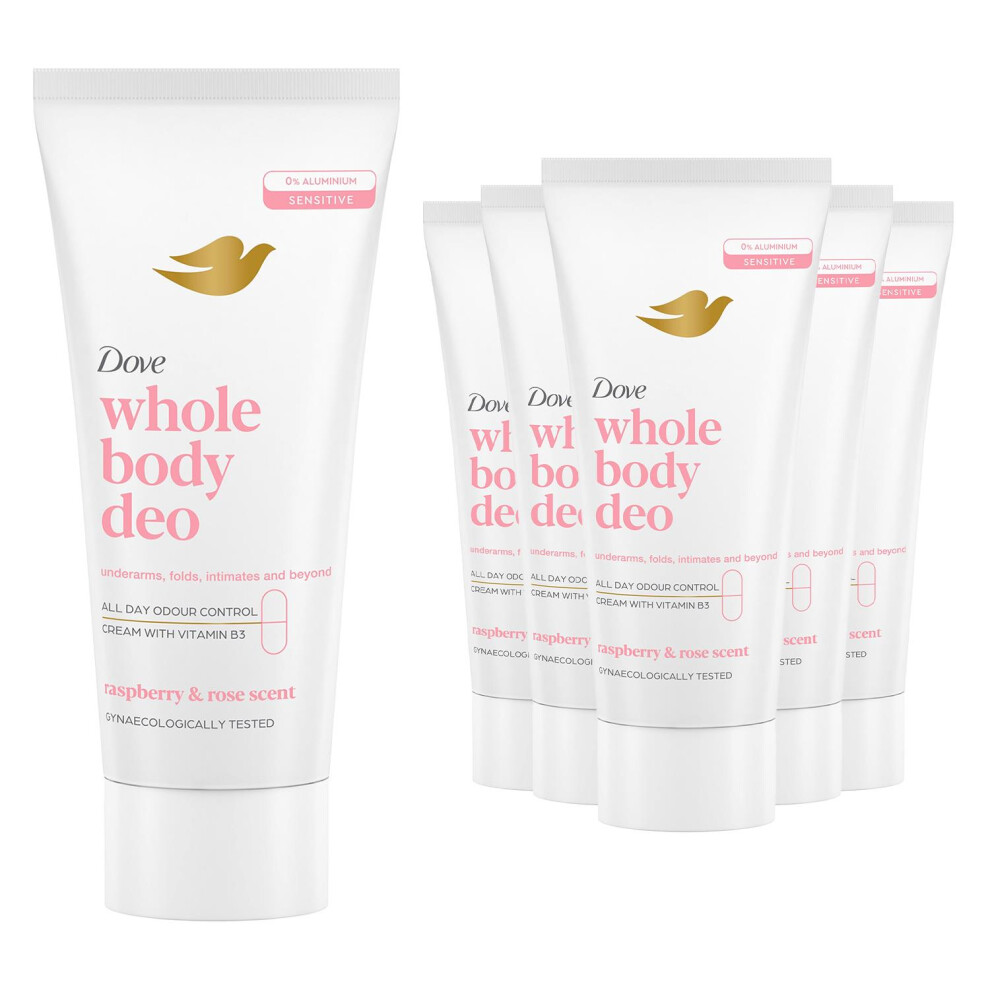 Dove Lavender/Cream (Raspberry & Rose) Whole Body Camomile Or Raspberry & Rose Deodorant 75Ml, 6Pk